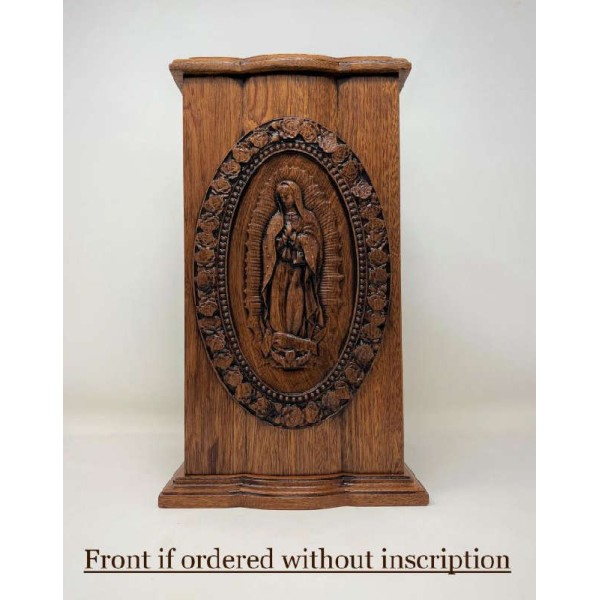 Lady of Guadalupe Wood Cremation Box Urn for Ashes Lady of Guadalupe Wood Box Urn for Ashes, Virgin Mary