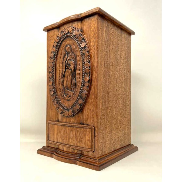 Lady of Guadalupe Wood Cremation Box Urn for Ashes Lady of Guadalupe Wood Box Urn for Ashes, Virgin Mary