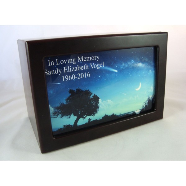 Shooting Star Wooden Cremation Urn Box for ashes Shooting Star Wooden Cremation Urn Box