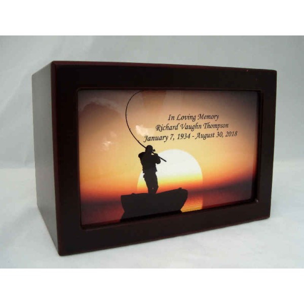 Cast Away Fishing Urn  Beautiful Sunset, Free Engraving