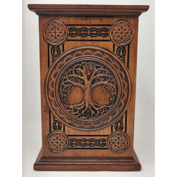 cherry wood Celtic Cremation Box for Ashes cherry wood Celtic Cremation Box for Ashes