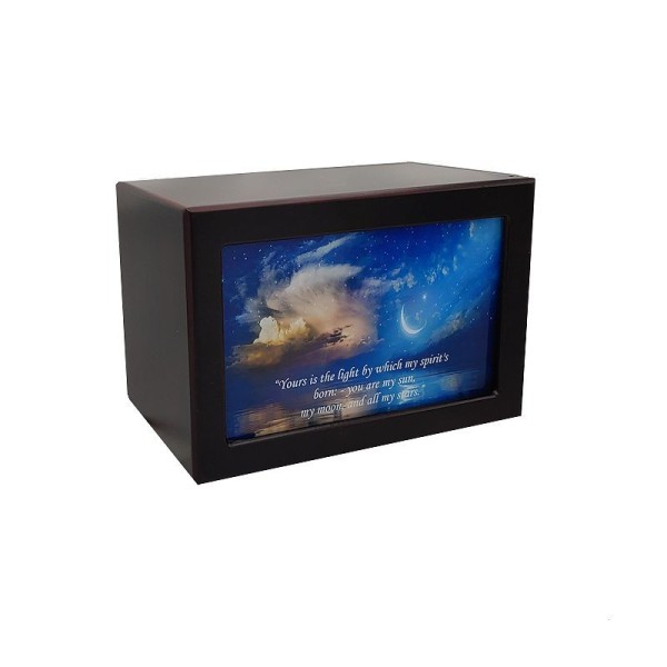 Love you to the Moon & Stars Wooden Urn Box for Ashes Love you to the Moon & Stars Wooden Urn Box