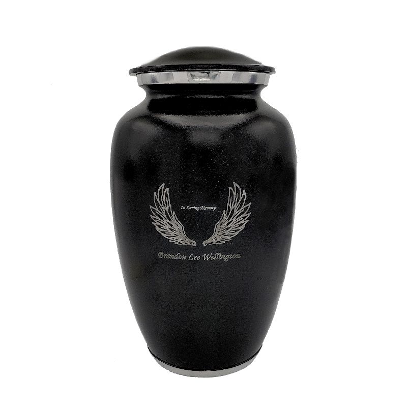 Marble Urn Adult Funeral Cremation Urn for Human Ashes with angel wings 