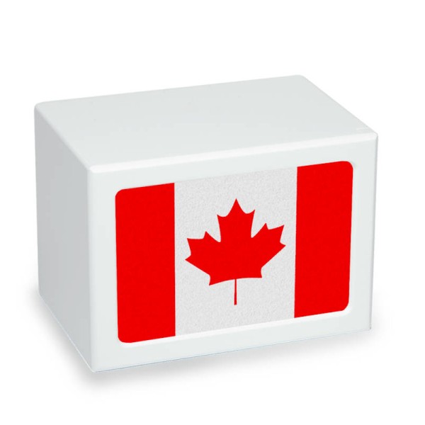 Canada Flag White Wooden Urn Box 