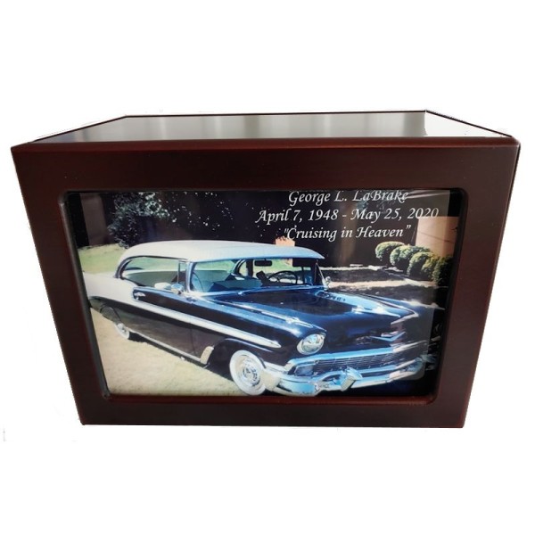 Personalized Car Photo Urn Cherry Wood 
