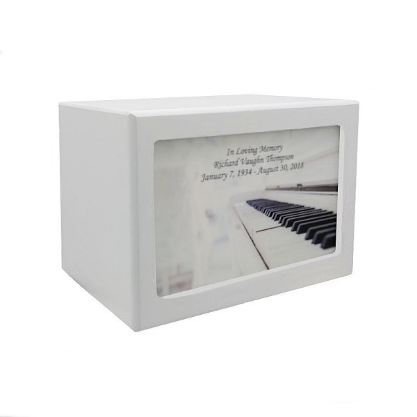 Life is a Song White Piano Wood Urn Box 