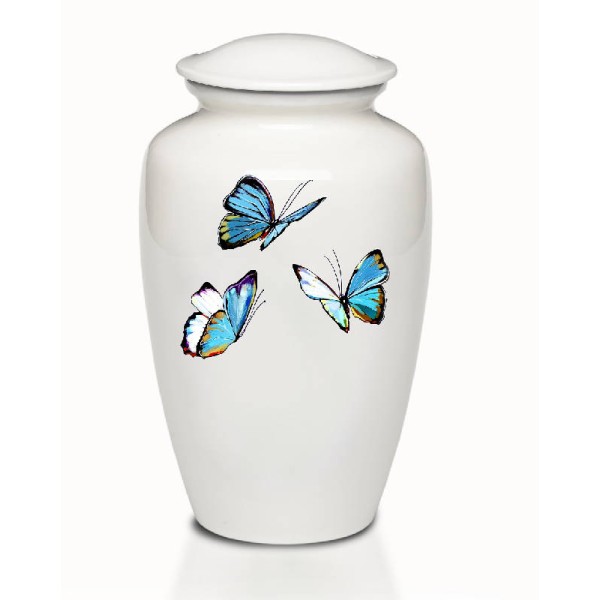 Crystal Blue Butterfly Urn 