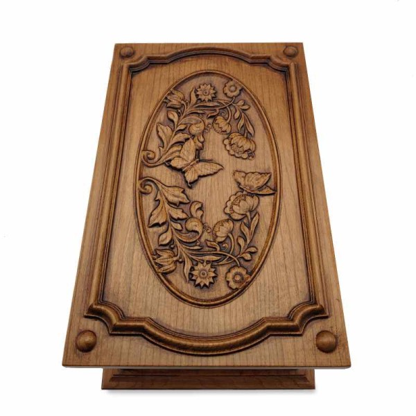 Cherry Wood Butterfly Urn Box for Ashes, Made in USA