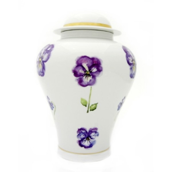 Purple Pansy Memorial Cremation Urn