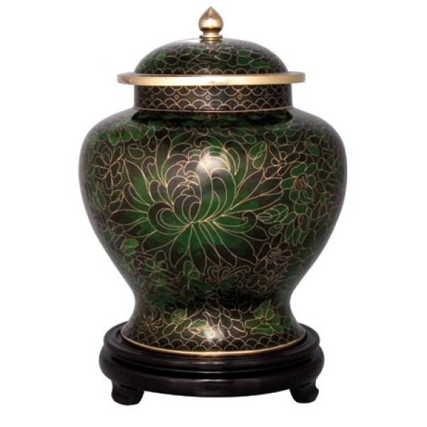 Emerald Green Cloisonne Double Urn