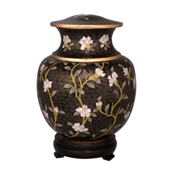 Mountain Laurel Cloisonne Cremation Urn