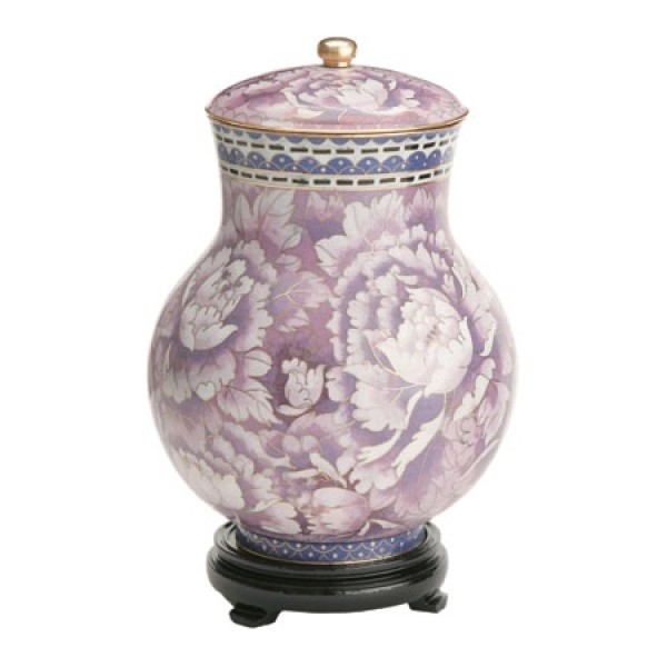 Purple Floral Cloisonne Cremation Urn