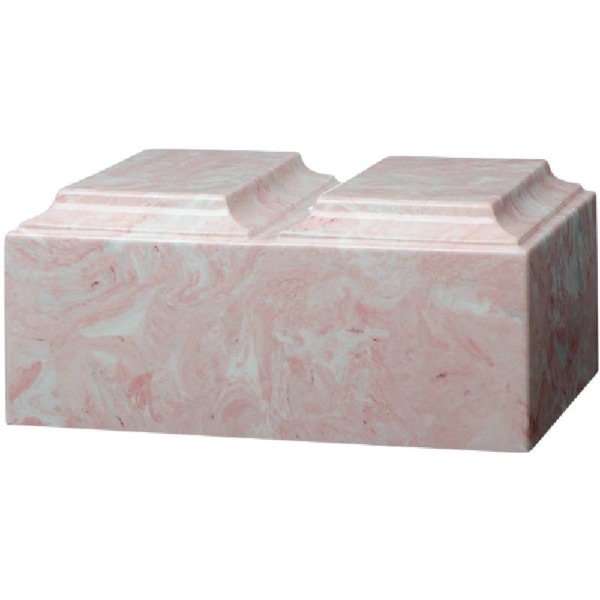 Pink Cultured Marble Companion Cremation Urn for Two 