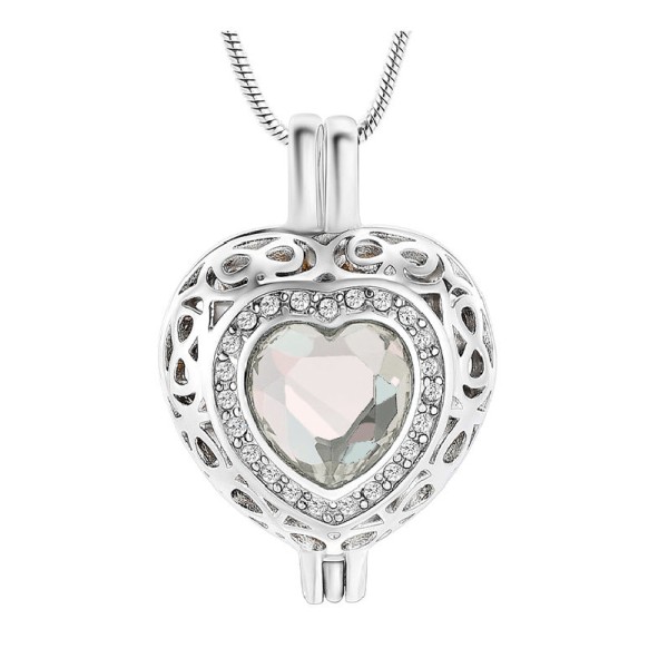 April Birthstone Heart Locket for Cremated Ashes