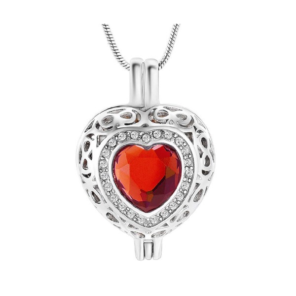 July Birthstone Heart Locket for Cremated Ashes
