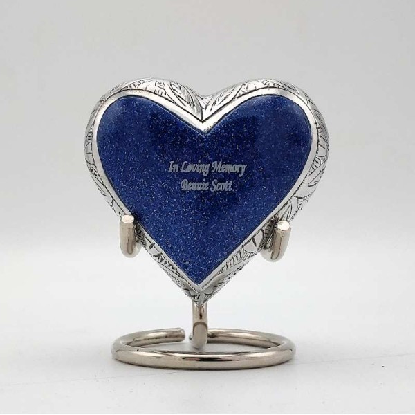 Mystic Blue Heart Shaped Keepsake Cremation Urn-Imperfect