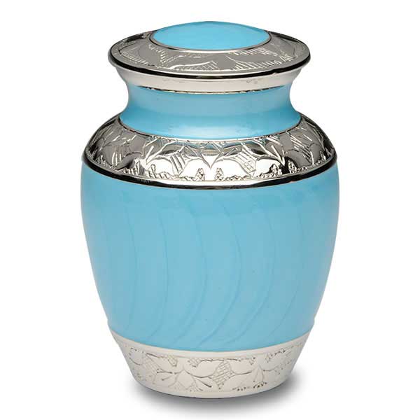 Baby Blue and & Silver Pet Urn 