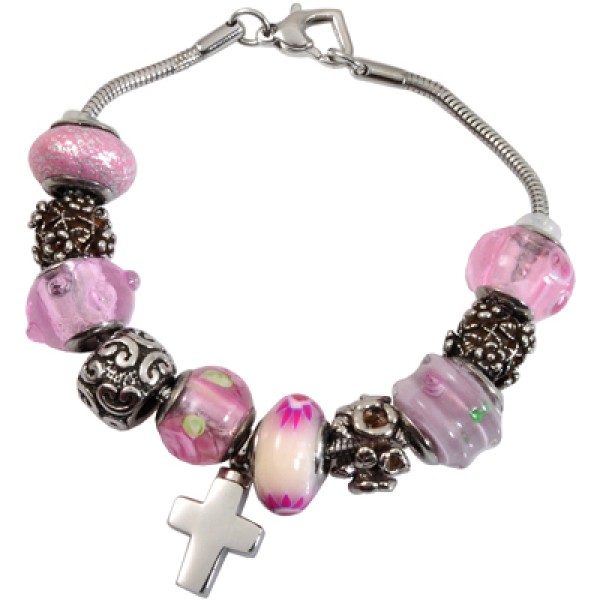 Sweet Pink Bead Cremation Urn Bracelet