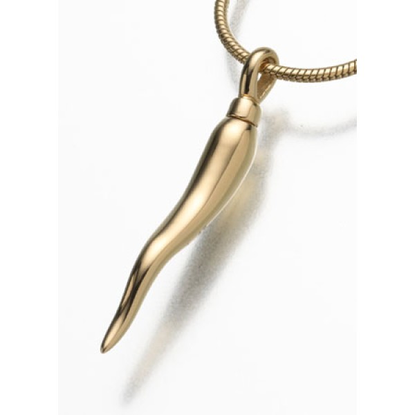 Italian Horn Gold Urn Necklace for Ashes