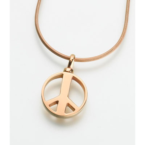 Peace Sign Gold Cremation Urn Jewelry