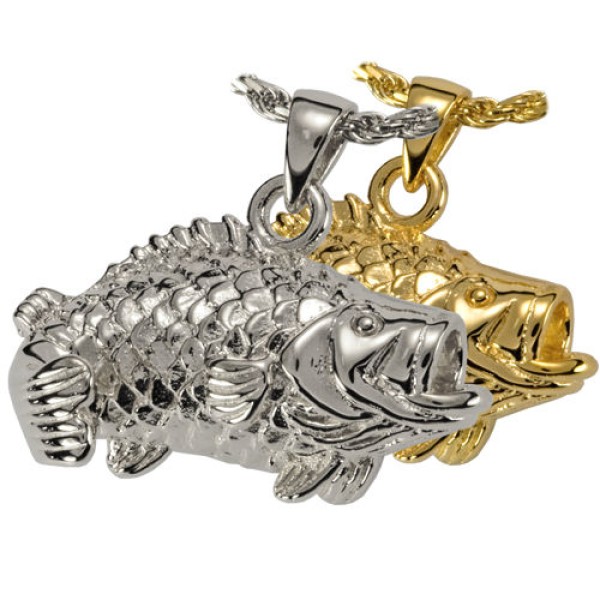 Gold & Silver Bass Fish Cremation Jewelry