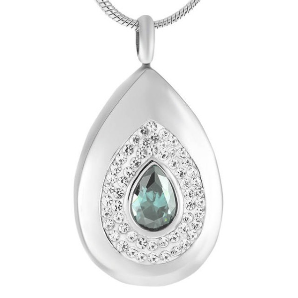 Teal Tear Drop Cremation Jewelry