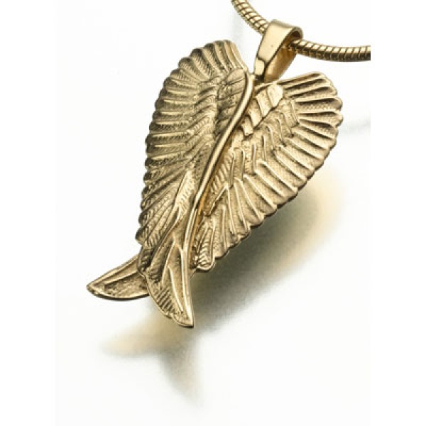 Gold Angel Wings Urn Pendant Necklace