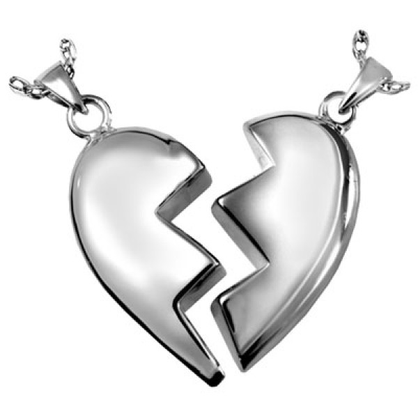 Silver Broken Heart Cremation Jewelry