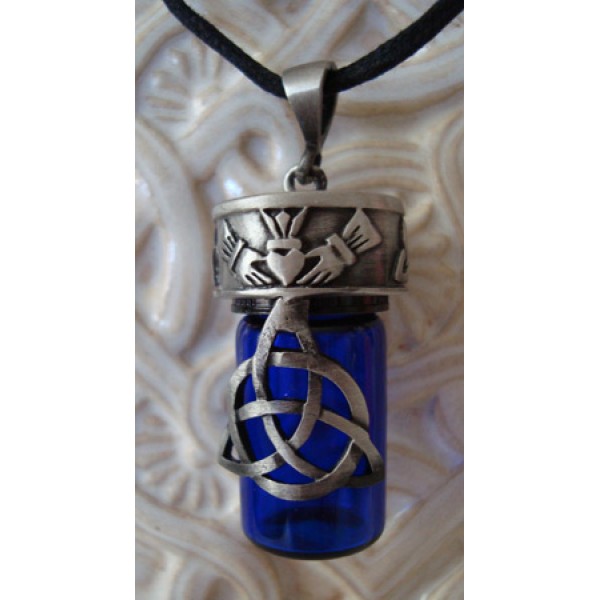Celtic Trinity Knot Cobalt Blue Glass Vial for Ashes