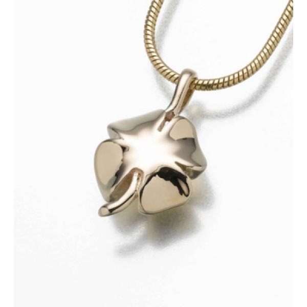 Four Leaf Clover Gold Urn Necklace for Ashes