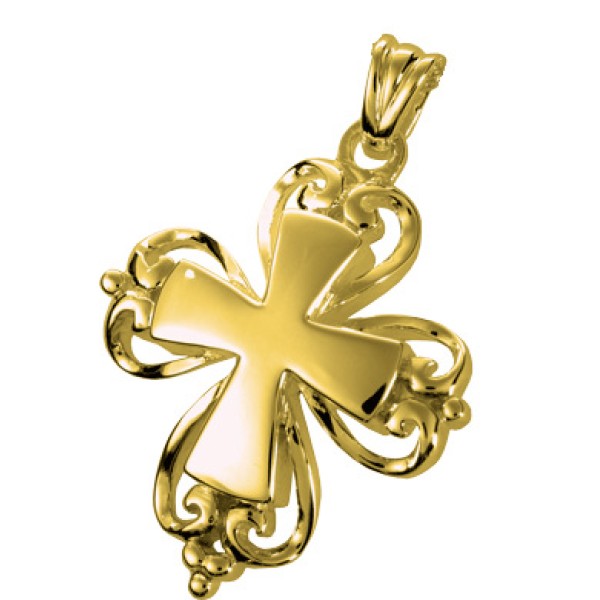 Gold Romantic Cross Cremation Urn Jewelry