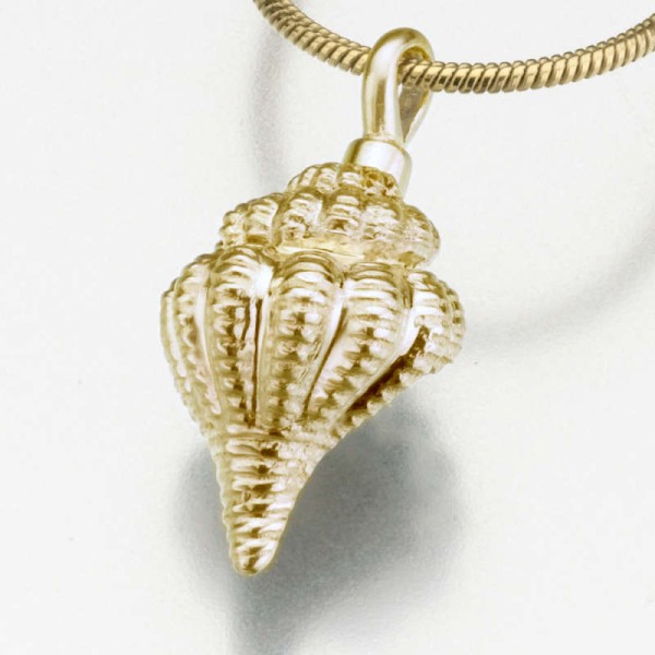 Gold Sea Shell Cremation Urn Necklace
