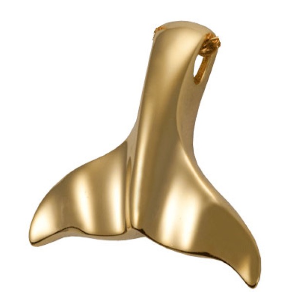 Hawaiian Whale Tail Gold Cremation Pendant