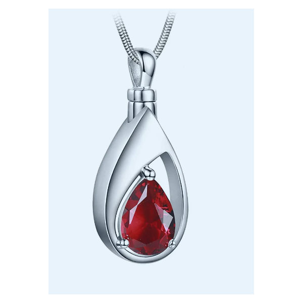 July Ruby Red Birthstone Pendant for Cremated Ashes