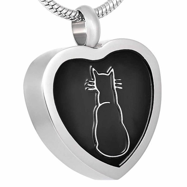 Stainless Steel Kitty Heart Urn Pendant Necklace