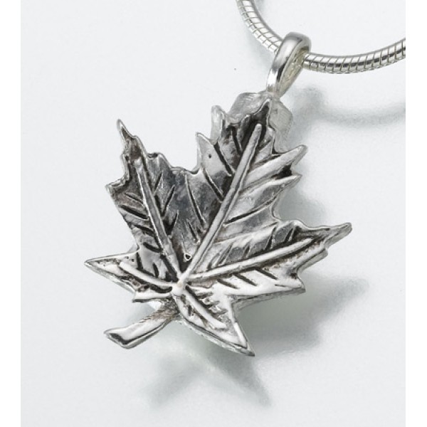 Silver Maple Leaf Cremation Urn Pendant