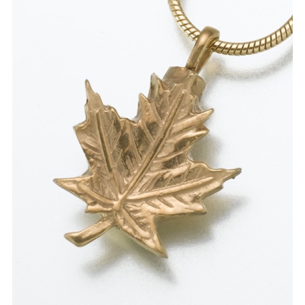Gold Maple Leaf Cremation Jewelry