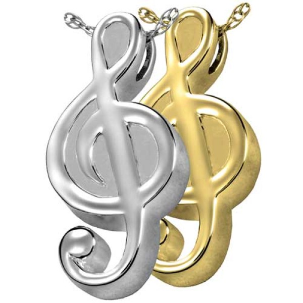 Gold & Silver Treble Clef Cremation Jewelry