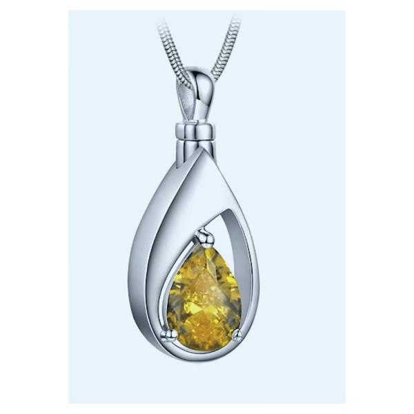November Yellow Birthstone Cremation Jewelry Teardrop 