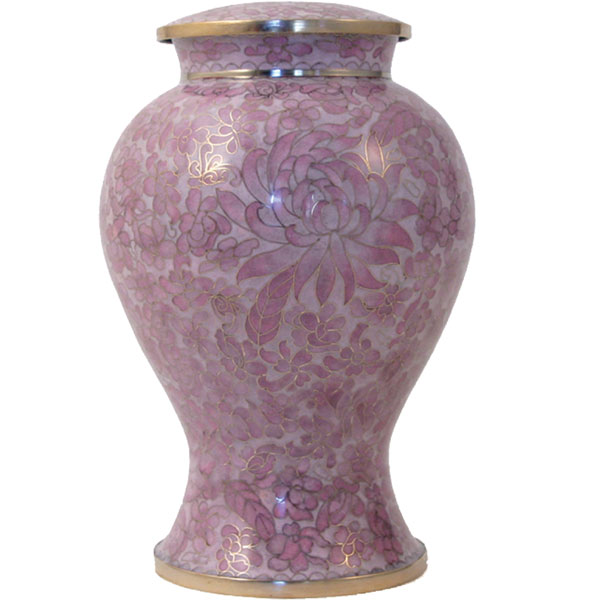 Pink Dahlia Cloisonne Cremation Urn for Ashes