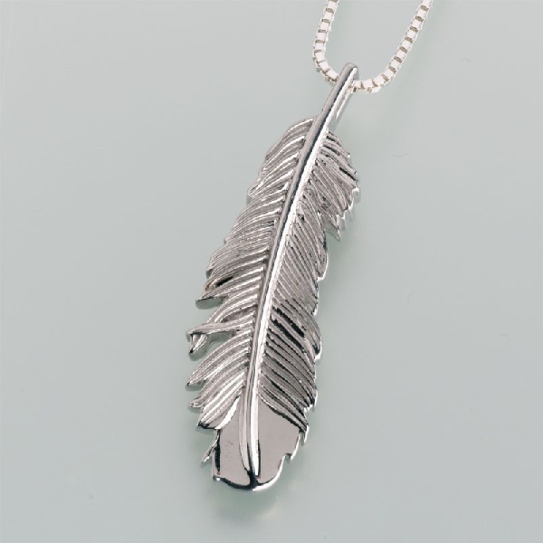 Sterling Silver Feather Urn Necklace