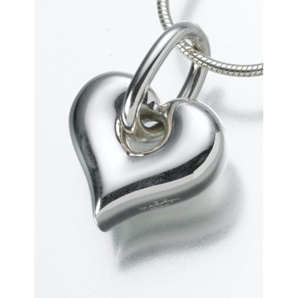 Sterling Silver Puff Heart Urn Necklace