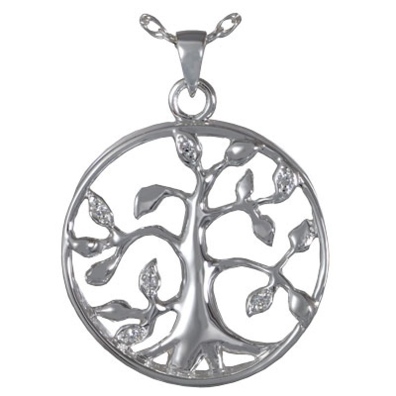 Davitu LCC001 Tree of Life Cremation Urn for Human/Pet Funeral Ashes Keespake Jewelry Stainless Steel Memorial Casket Locket Jewellery Metal Color: Silver, Main Stone Color: L 