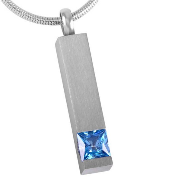 Crystal Blue Vial for Ashes -December Birth Stone
