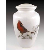 Cardinal on Dogwood Flower Adult Size Cremation Urn-Free Engraving