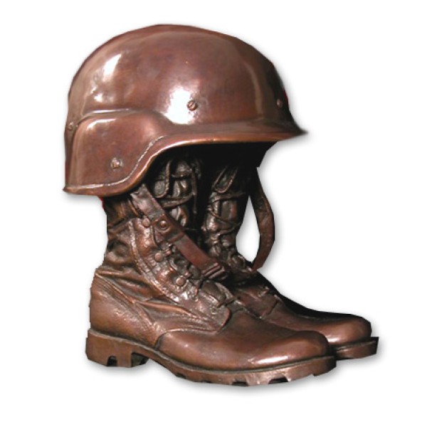 Bronze Helmet and Boots Cremation Urn