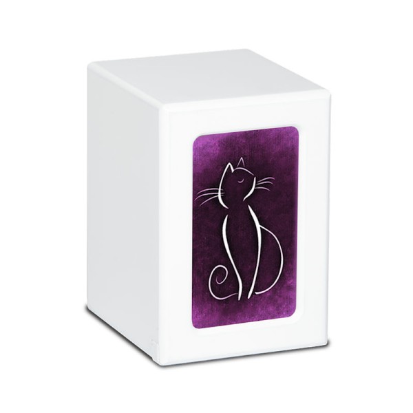 Purple Sassy Cat Box Urn for Ashes