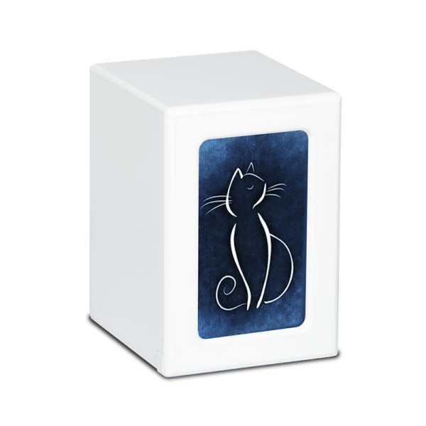 Blue Sassy Cat Box Urn for Ashes