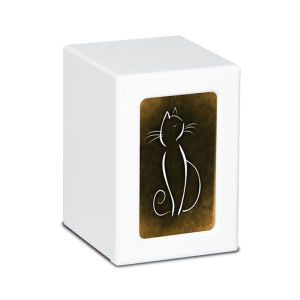 Gold Sassy Cat Box Urn for Ashes
