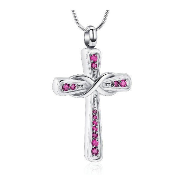 Pink Crystal Infinity Cross Cremation Jewelry